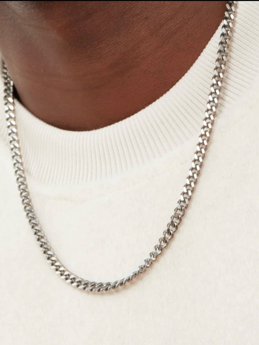 NWT. MEJURI 5mm Curb Chain Necklace, Titanium, UNISEX
